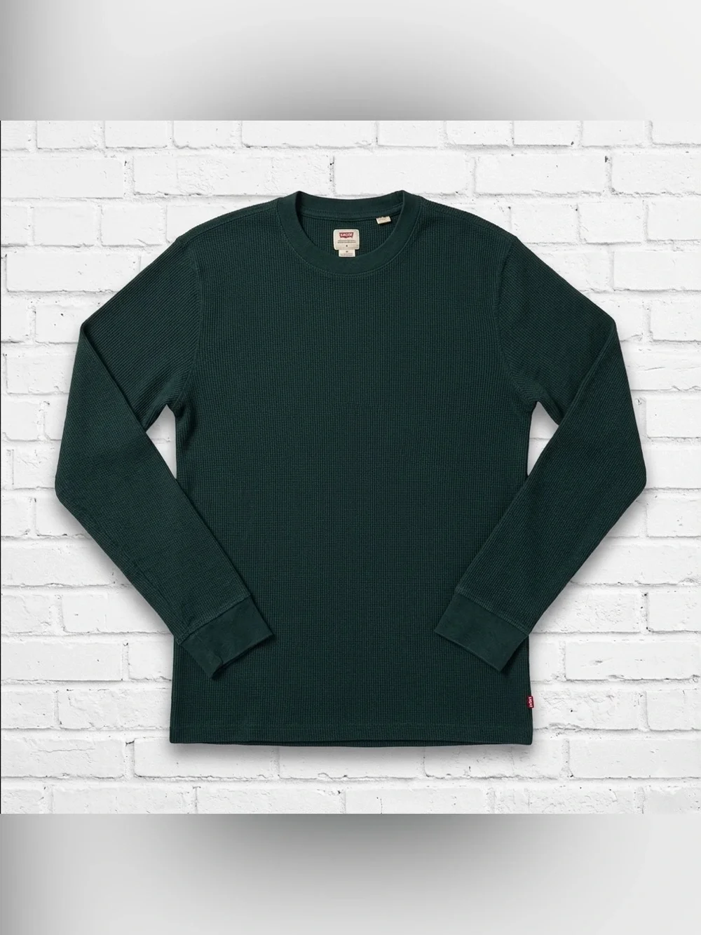 Levi's Men's Forest Green Waffle Knit Thermal Long Sleeve Shirt Size Small EUC
